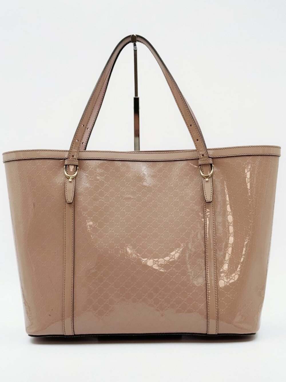 Gucci Microguccissima Patent Leather Tote Bag Beige Pink